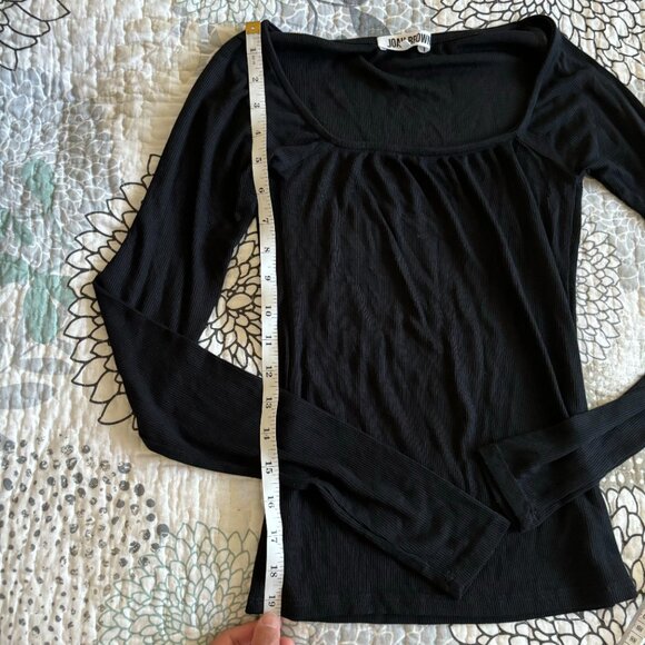 NWOT Joah Brown Square Neck Long Sleeve Shirt - Size S/M -  Black - Picture 4 of 5